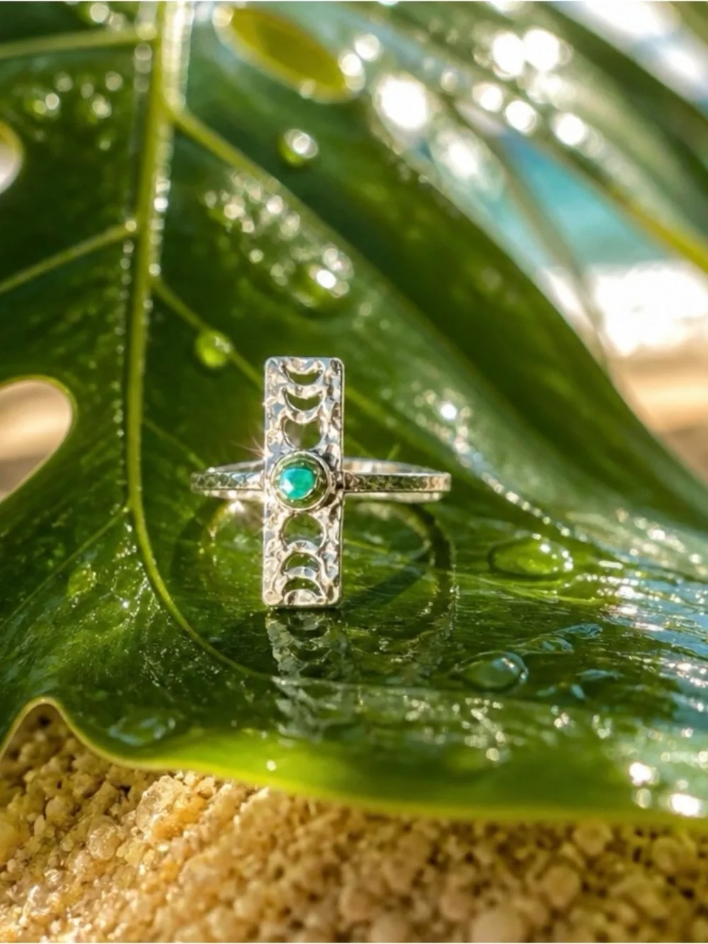 NEW! Phases of the moon turquoise ring